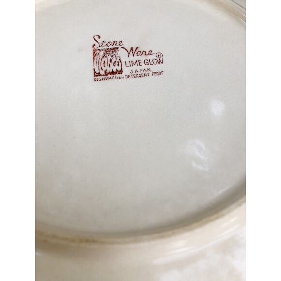 vintage Nasco stone ware Lime Glow stoneware Dinner Plate green dinnerware Japan - Picture 7 of 7
